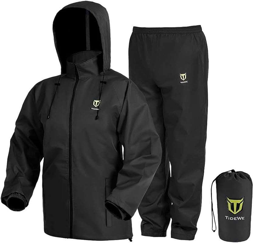 TIDEWE 2-Piece Waterproof Breathable Lightweight Rain Suit for Outdoor