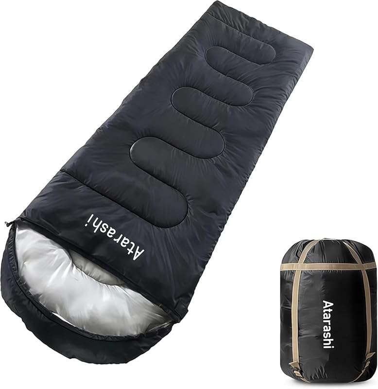 Atarashi 4-Season Adult Camping Sleeping Bag, Light & Warm with Sack