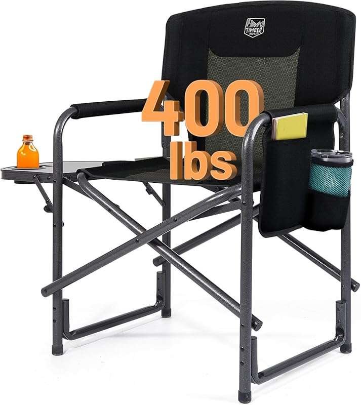 TIMBER RIDGE Aluminum Oversized Camping Director Chair with Side Table