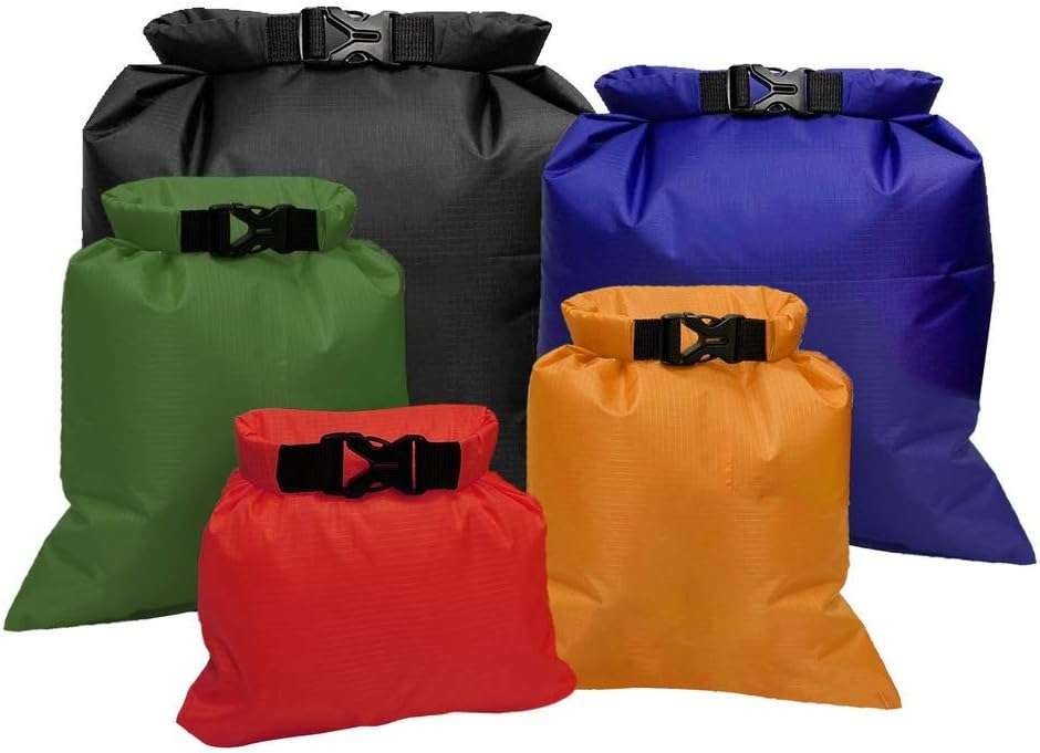 Pimoys 5 Pack Waterproof Dry Bags - Lightweight Outdoor Sacks for Kaya