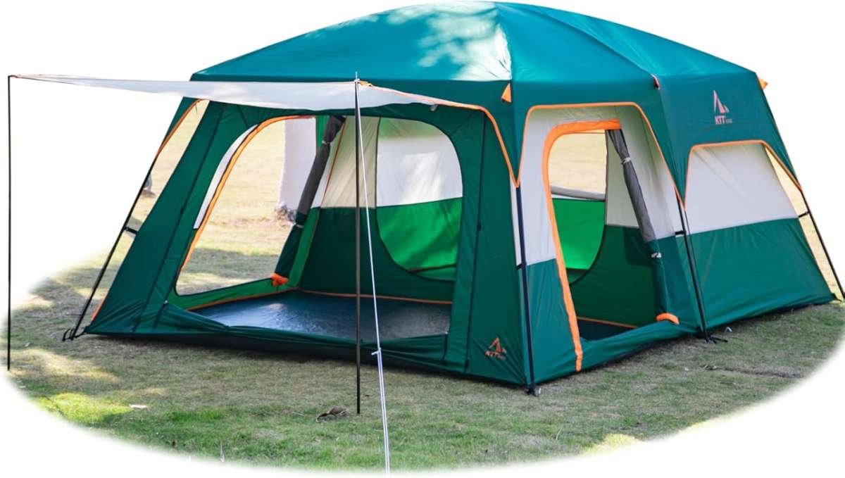 KTT 10-14 Person Extra Large Family Cabin Tent with 2 Rooms, 3 Doors, 