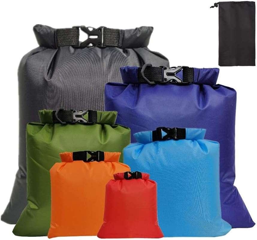 Pimoys 6 Pack Waterproof Dry Bags - Lightweight Outdoor Dry Sacks for 