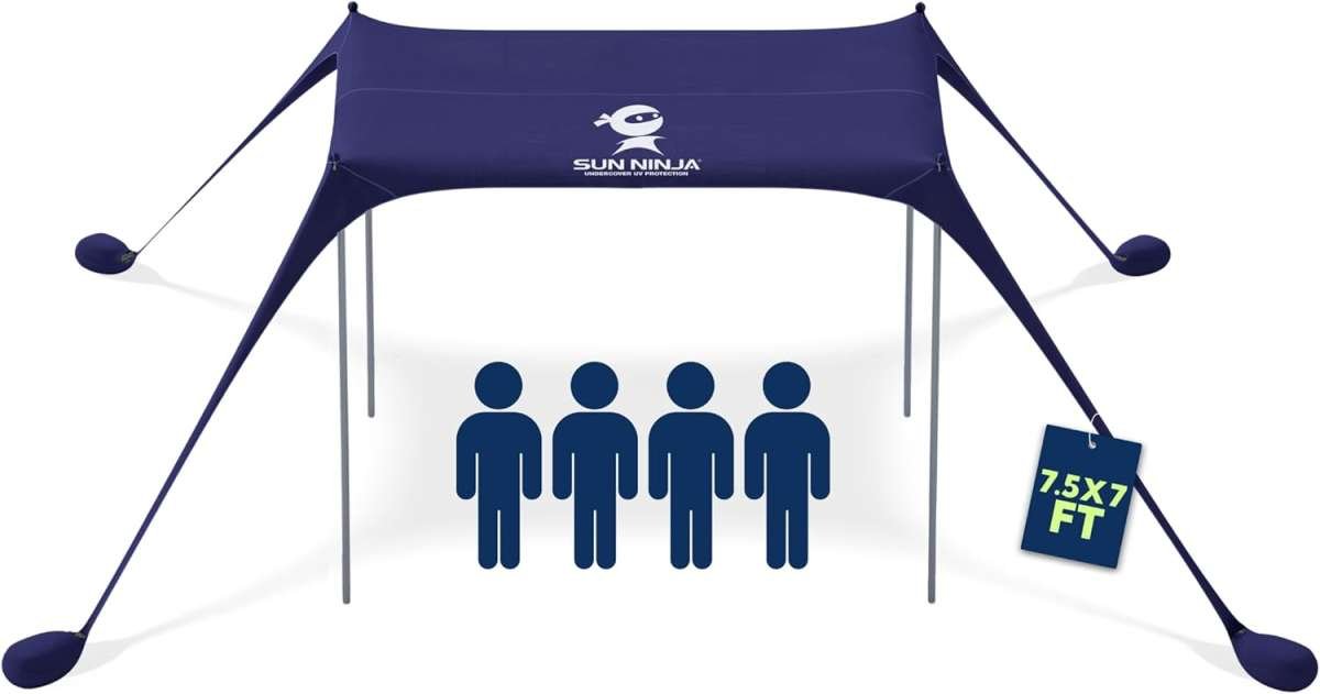 Sun Ninja Easy Pop Up Beach Tent: UPF 50+ Outdoor Shade Shelter for Ca