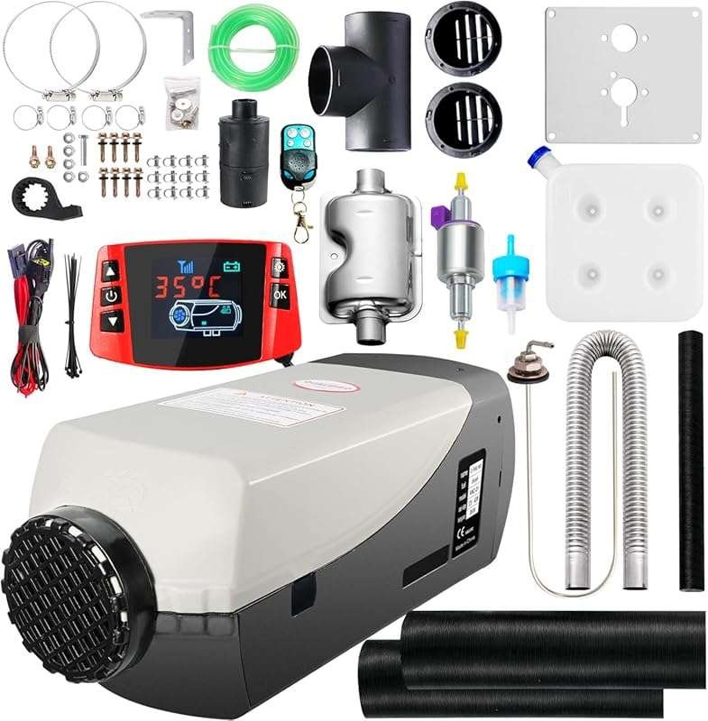 WAYSKA 8KW 12V Diesel Air Heater with Muffler, 15L Tank & Remote Contr