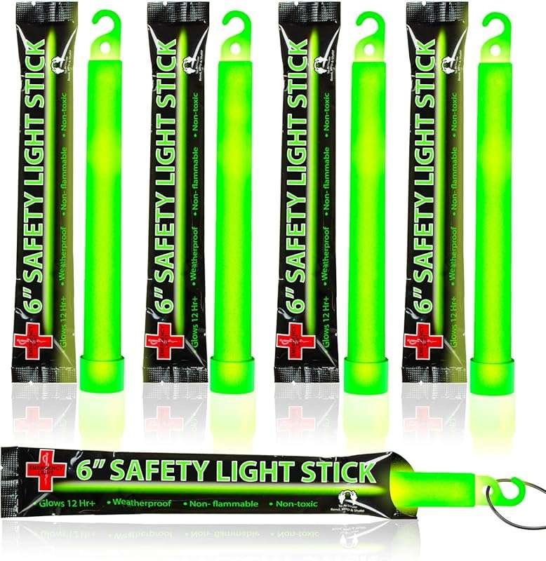 25 Ultra Bright Green Glow Sticks, 6 Inch, 12-Hour Duration, Individua