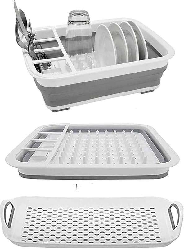Camper Must Haves Collapsible Dish Drying Rack with Drainboard for Kit