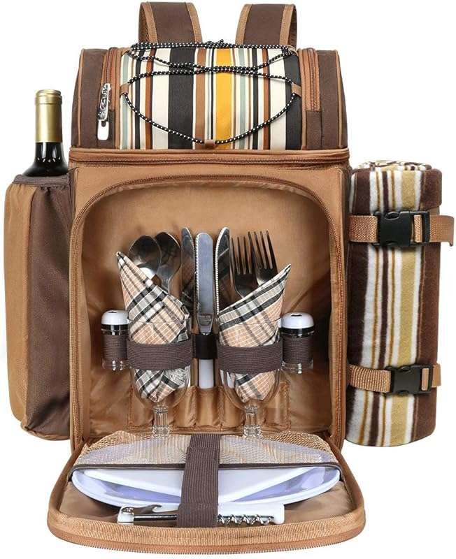 Hap Tim Picnic Backpack for 2 with Double Insulated Cooler, Wine Holde