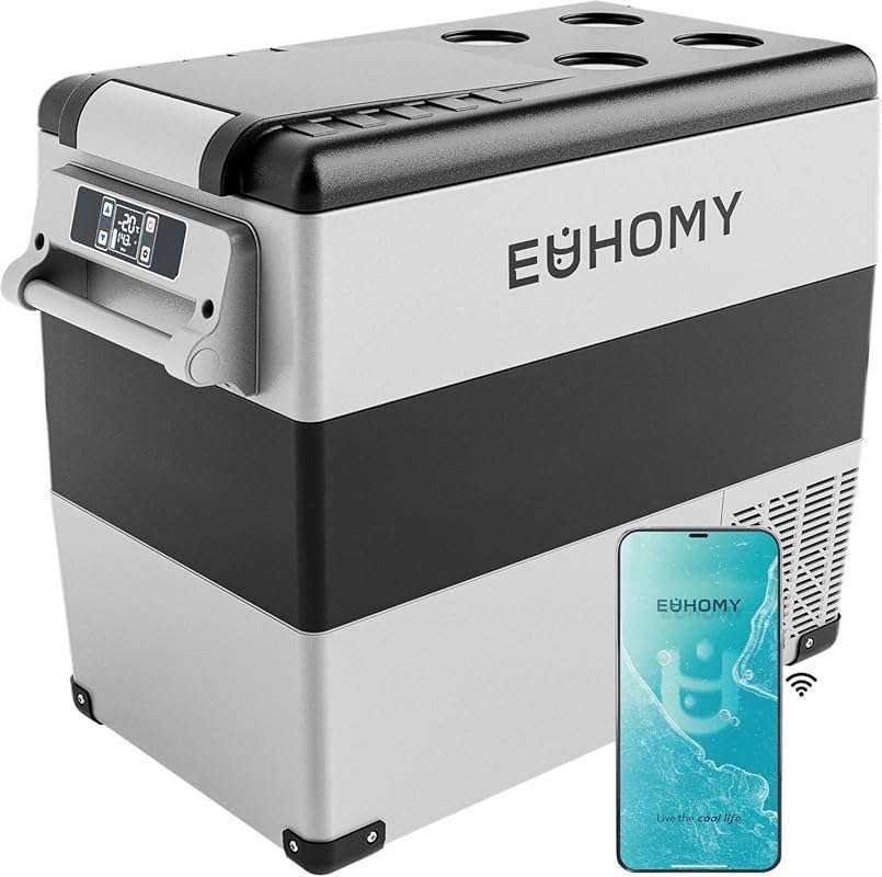 EUHOMY 59QT Portable 12 Volt Refrigerator with APP Control, Electric C
