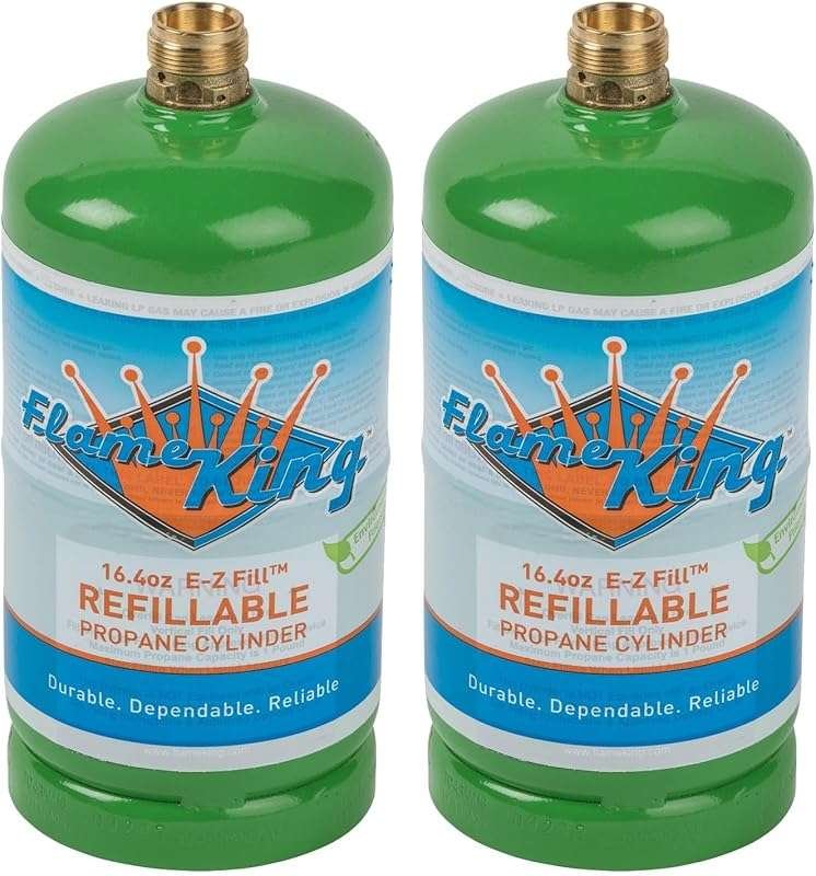 Flame King 16.4 oz Empty Refillable Propane Cylinder Tanks - 2 Pack, G