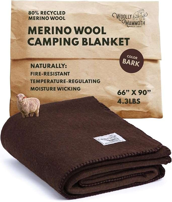 Woolly Mammoth Woolen Company 80% Merino Wool Blanket: Moisture-Wickin