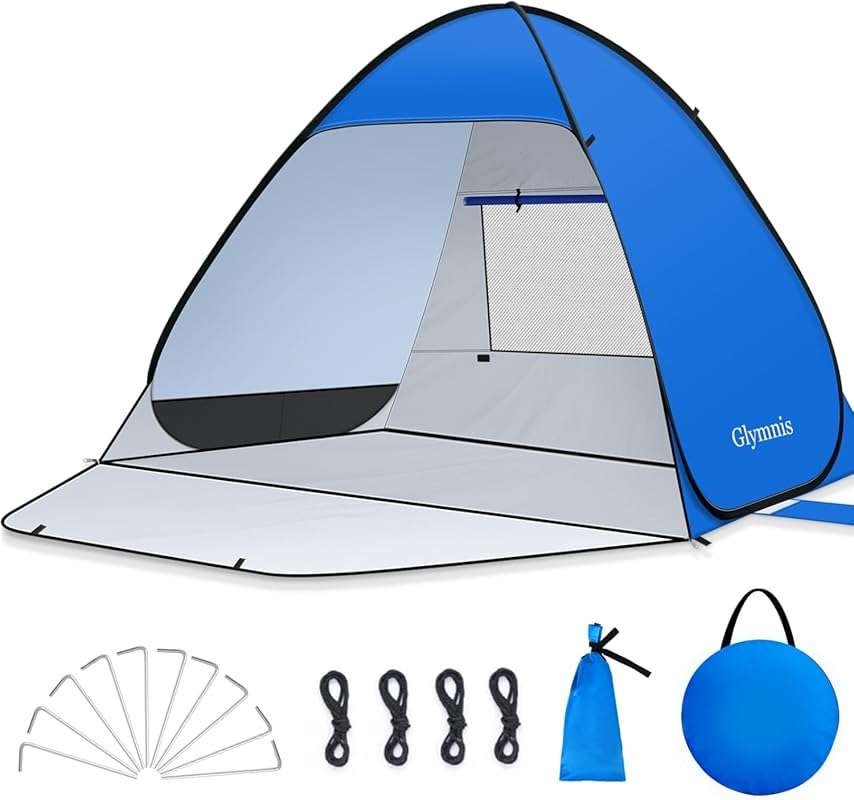 Glymnis Portable Pop Up Beach Tent Sun Shelter, UPF 50+, Easy Setup wi
