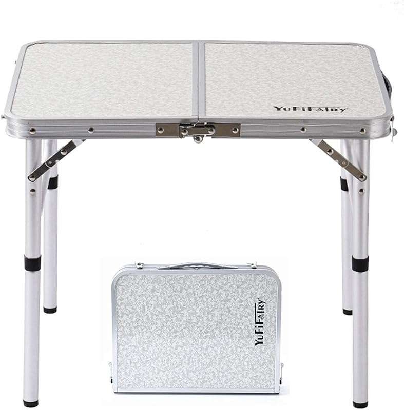 24''x16'' Small Folding Camp Table with Adjustable Height Legs - Light