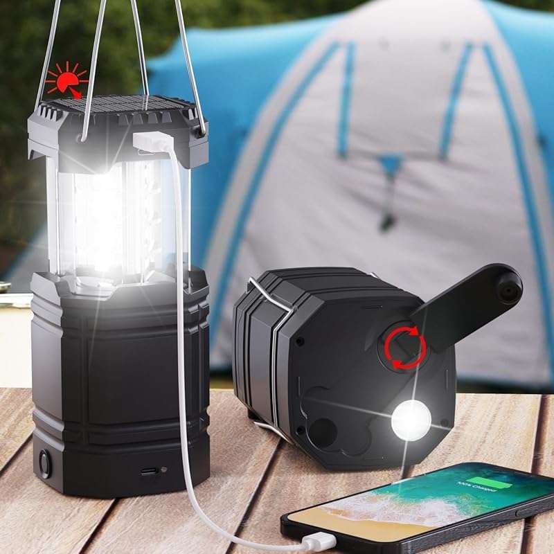 3000mAh Solar Hand Crank Camping Lantern - Ultra Bright LED Torch, 23-