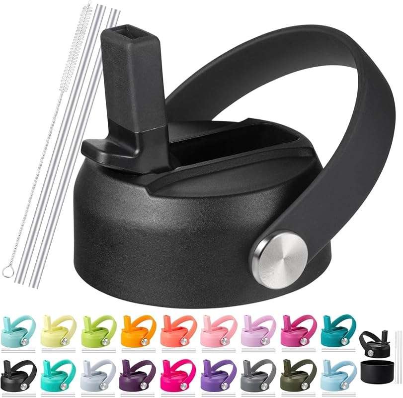 Hydro Flask Wide Mouth Straw Lid for 32 40 oz Bottles, Flexible Handle