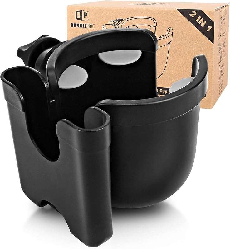 Universal Stroller Cup Holder with Mobile Phone Case, 2-in
