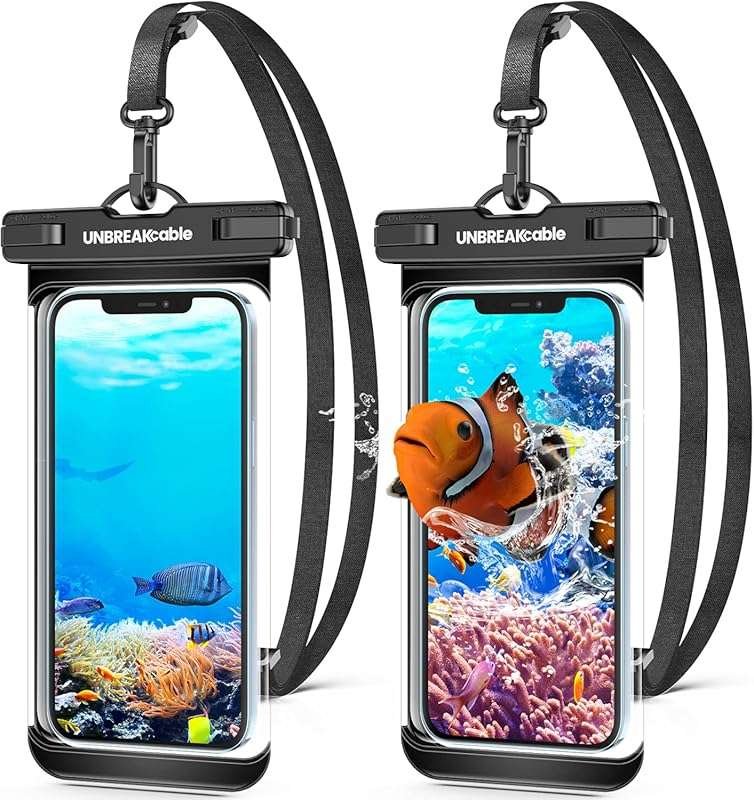 UNBREAKcable 2 Pack IPX8 Waterproof Phone Pouch Case, Dry Bag Travel E