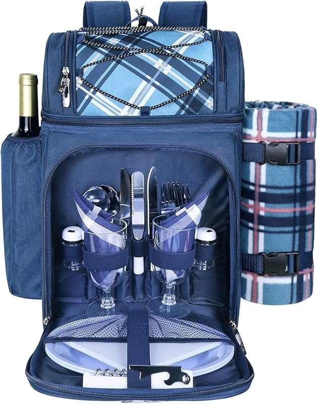 Hap Tim Picnic Backpack for 2 with Double Insulated Cooler, Wine Holde