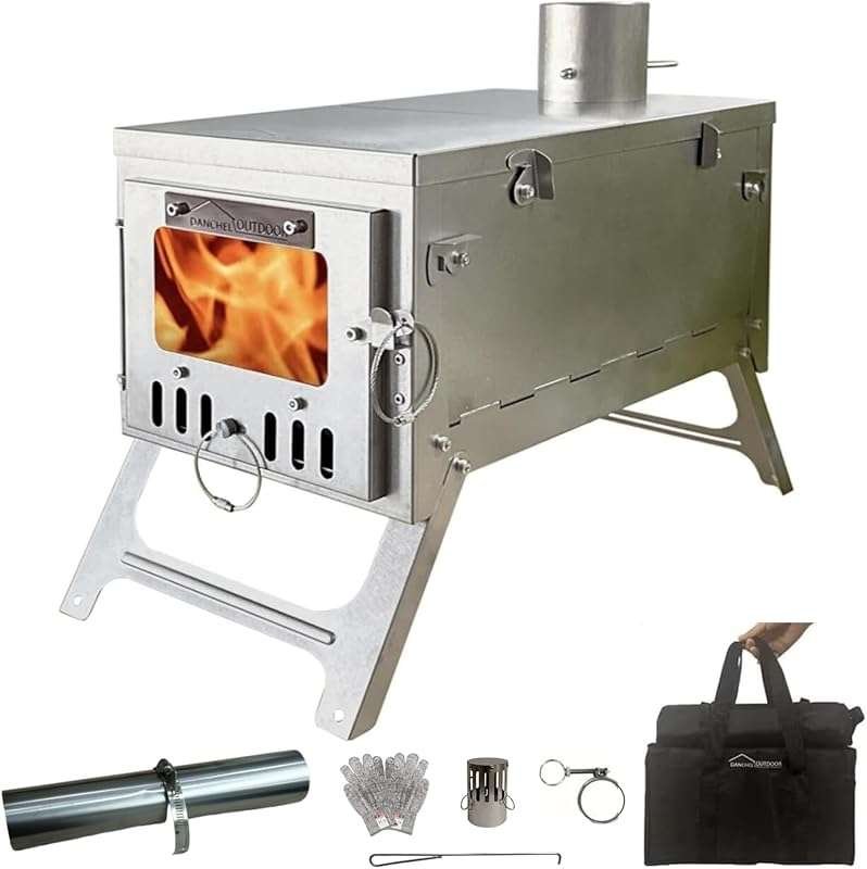 DANCHEL OUTDOOR T6 Ultralight Titanium Wood Stove - Compact Folding Ho