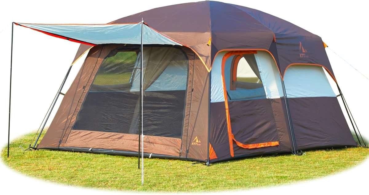 KTT Extra Large 10-14 Person Family Cabin Tent: Waterproof, Double Lay
