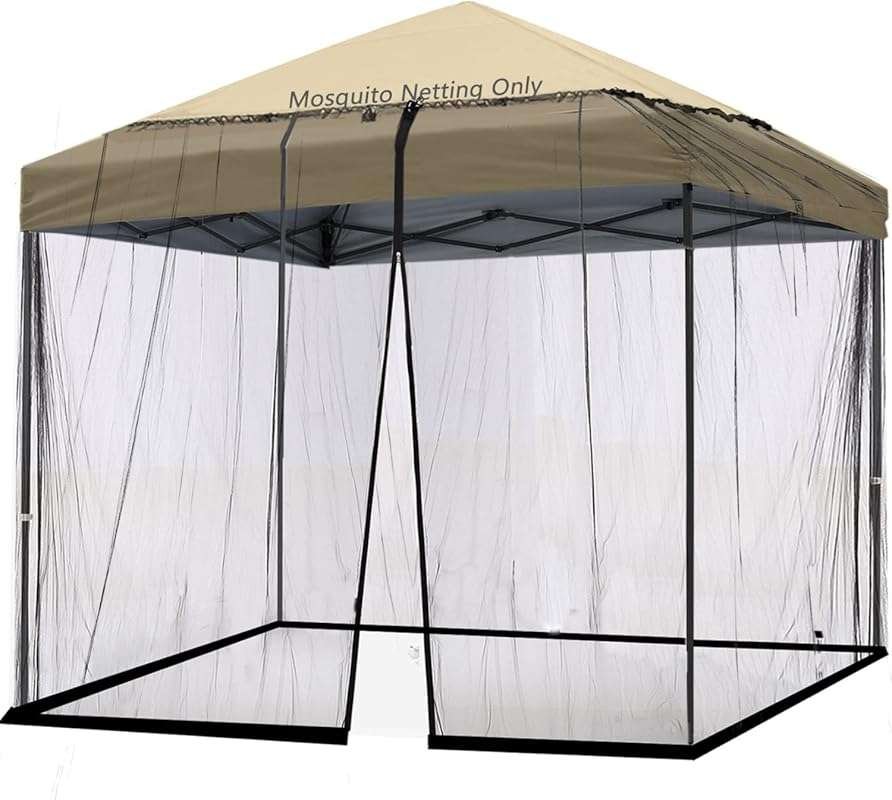 10'x10' Patio Umbrella Mosquito Netting: Black Gazebo Canopy Screen fo