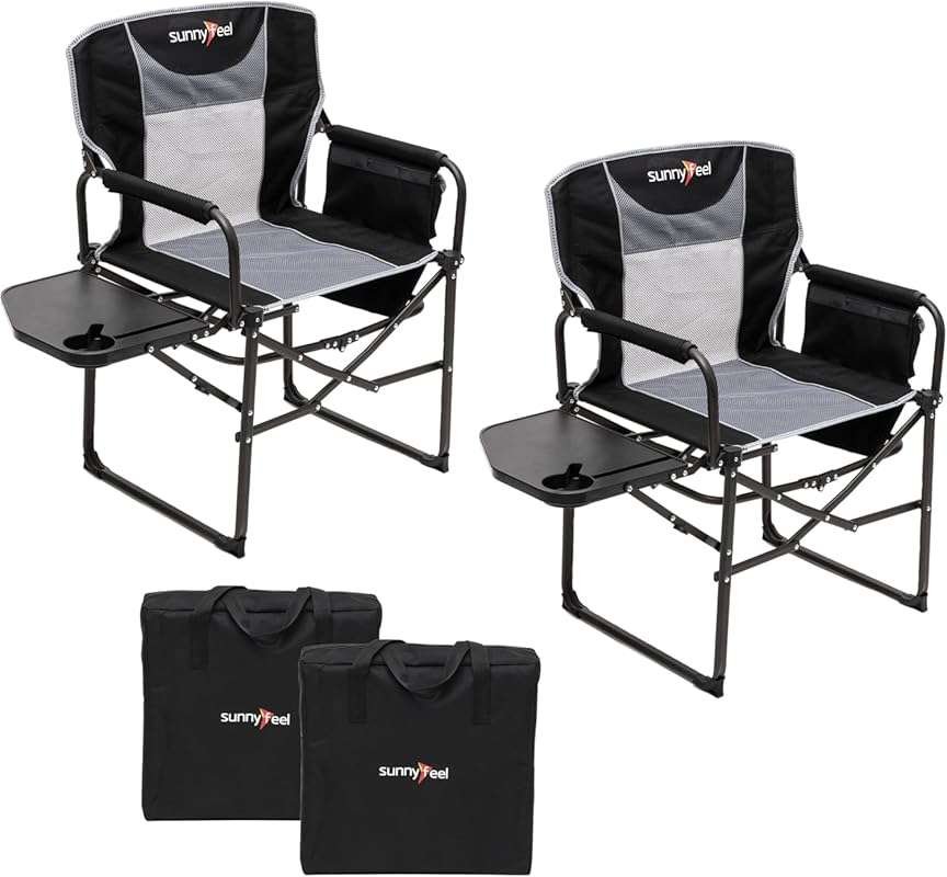 SUNNYFEEL Oversized Heavy Duty Camping Directors Chair with Side Table