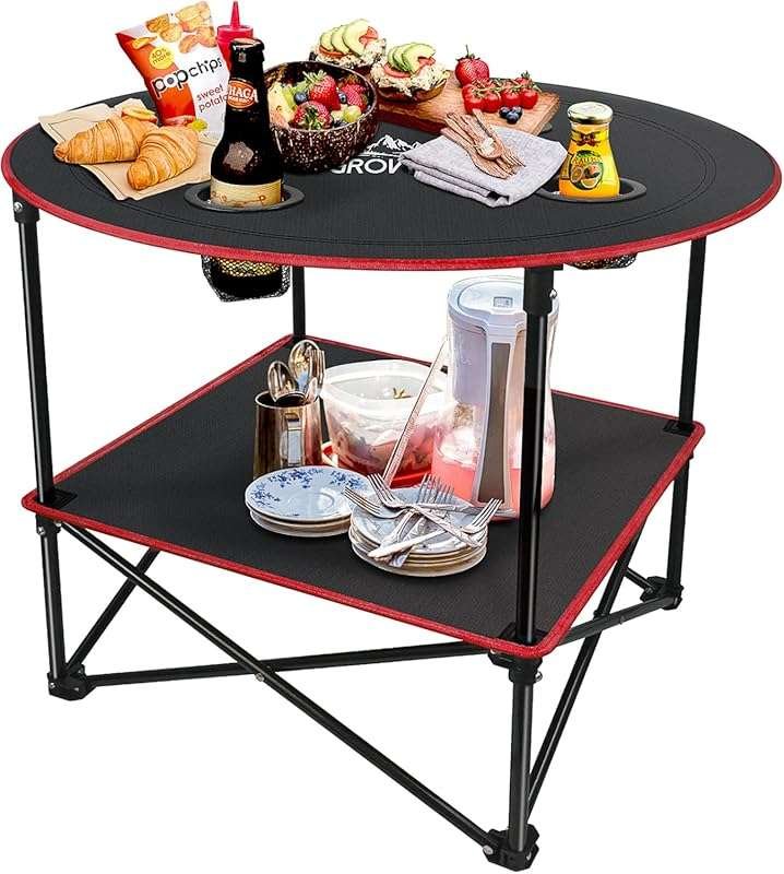 Portable Folding Camping Table: Lightweight, Waterproof Canvas with 4 