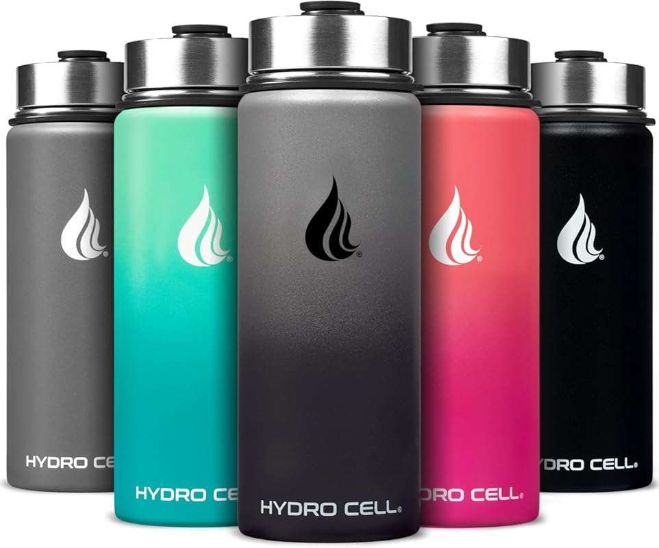 HYDRO CELL 18oz Stainless Steel Insulated Water Bottle with Straw, Lea