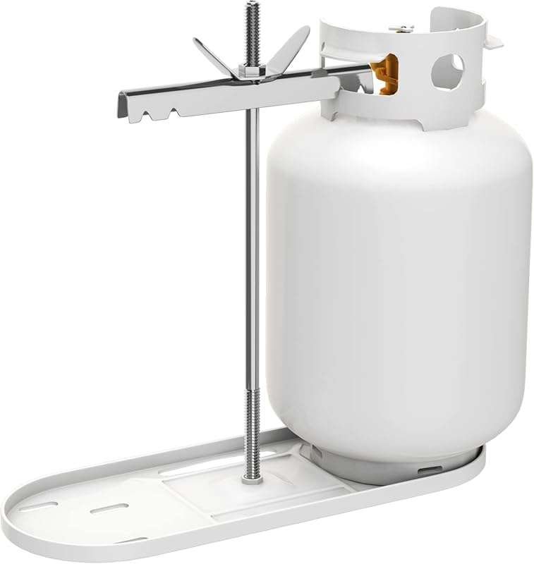 RVMATE RV Dual Propane Tank Mounting Rack for 30 lbs Tanks, White, for