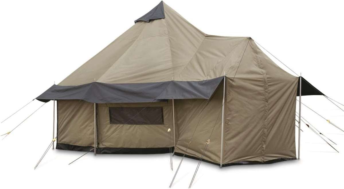 Guide Gear Base Camp 4 Season Camping Tent with Stove Jack for Outdoor