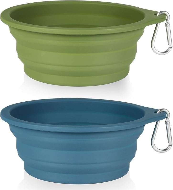 SLSON 2-Pack Collapsible Dog Bowls, Integrated Molding Travel Bowls fo
