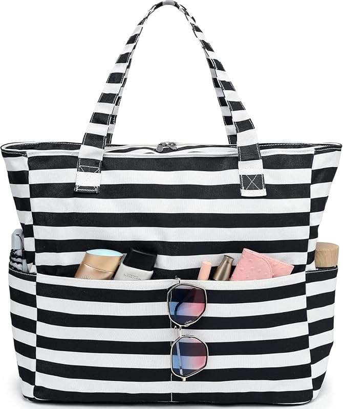 LEDAOU Waterproof Sandproof Beach Tote Pool Bag for Women with Zipper,
