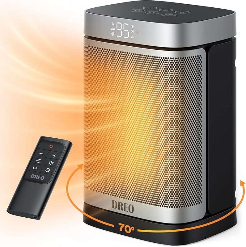 DREO 1500W Portable Electric Ceramic Space Heater for Indoor Use with 