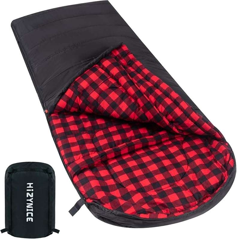 Cold Weather Sleeping Bag for Adults with Cotton Flannel Material and 