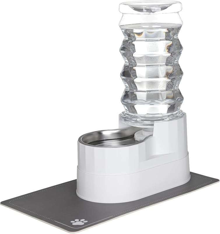 RIZZARI Large Water Dispenser for Dogs: 8L Gravity White Automatic Sta