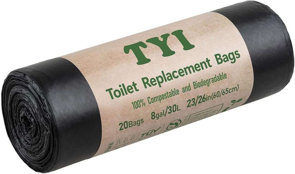 20 Count 8 Gallon Biodegradable Toilet Replacement Bags for 5 Gallon B