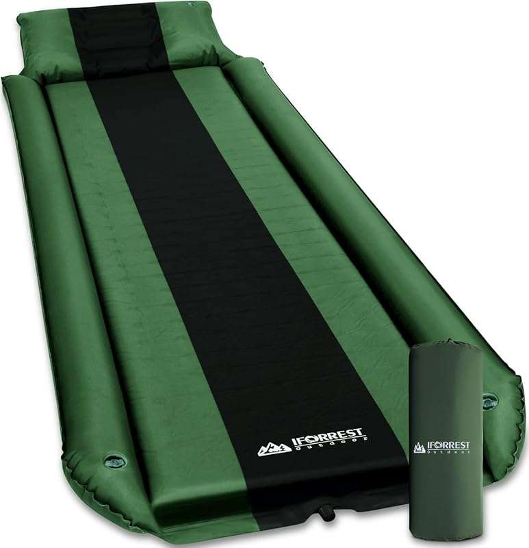 Camping Pad with Armrest & Pillow: Self-Inflating, Rollover Protection