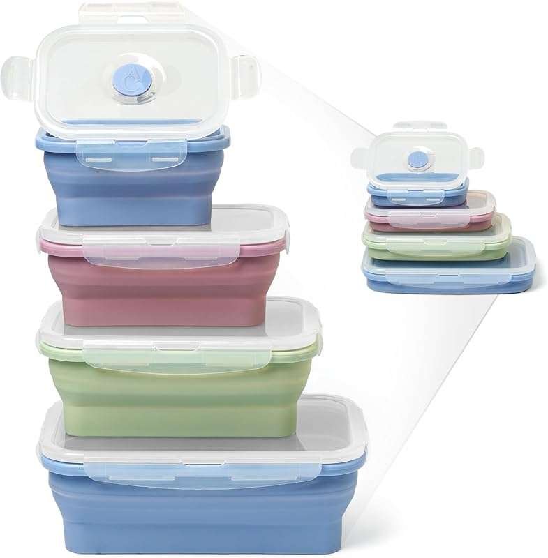 ICHC Set of 4 Collapsible Silicone Food Storage Containers