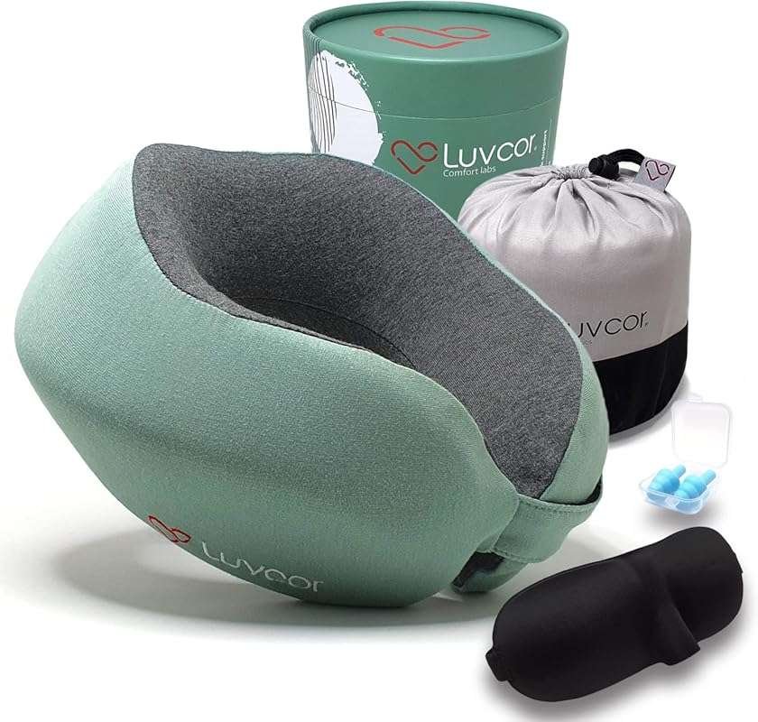 Premium Memory Foam Travel Neck Pillow Bundle with Accessories