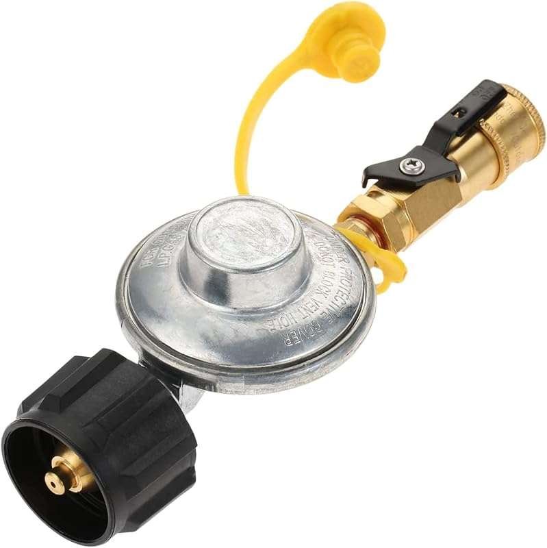 Propane Quick Connect Adapter with 1/4" QCC1 Regulator for 20-50lb Tan