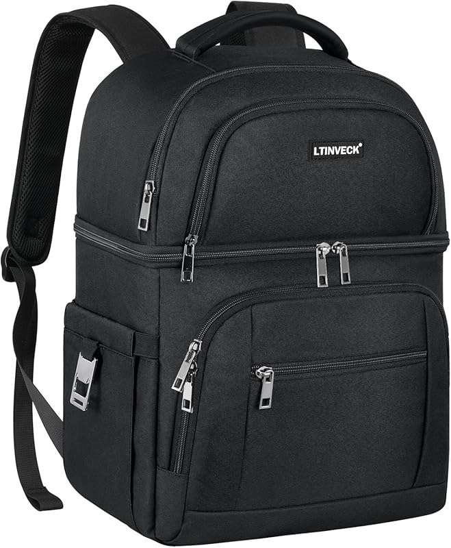 Insulated Cooler Backpack: Leakproof Double Deck Lunch Bag for Men & W