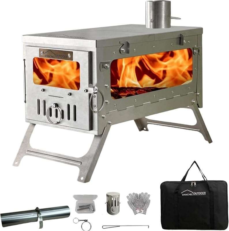 DANCHEL OUTDOOR TA1 Titanium Tent Wood Stove: Portable, Lightweight, F