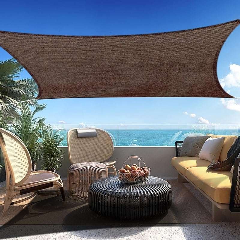 16x20 Foot Brown Rectangle Sun Shade Sail Canopy: Durable UV Blocking 