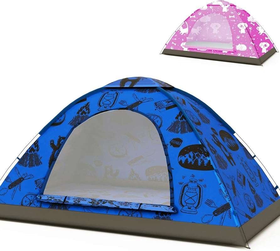 KidzAdventure 2-in-1 Kids Tent: Easy Setup Backpacking & Camping Play 