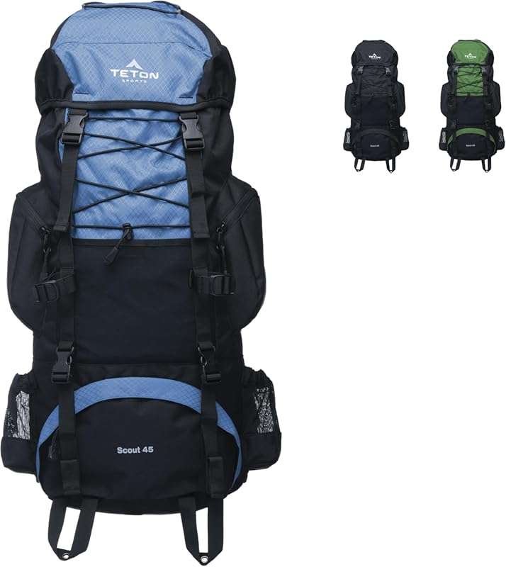 Teton 45L Scout Internal Frame Backpack for Hiking, Camping, Backpacki