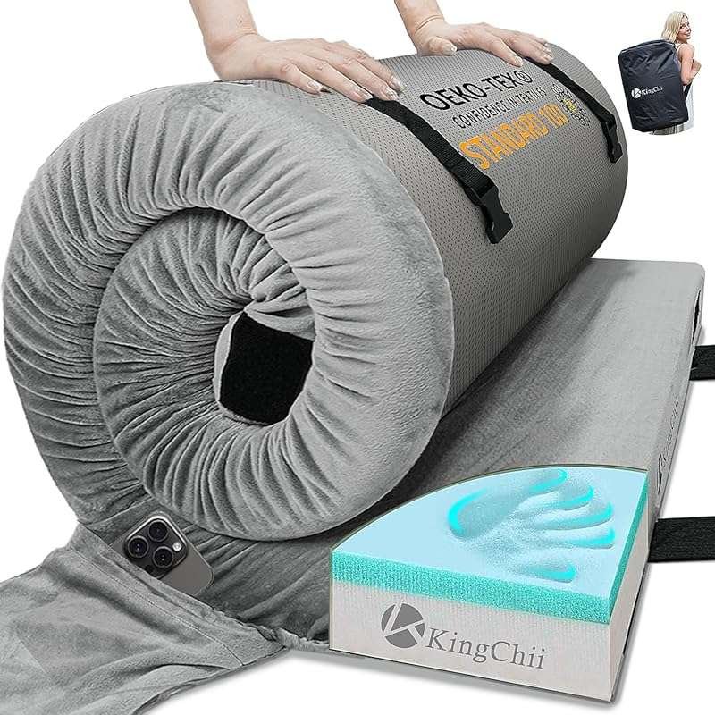 KingChii CertiPUR-US Memory Foam Camping Mattress: Portable Roll Up, W