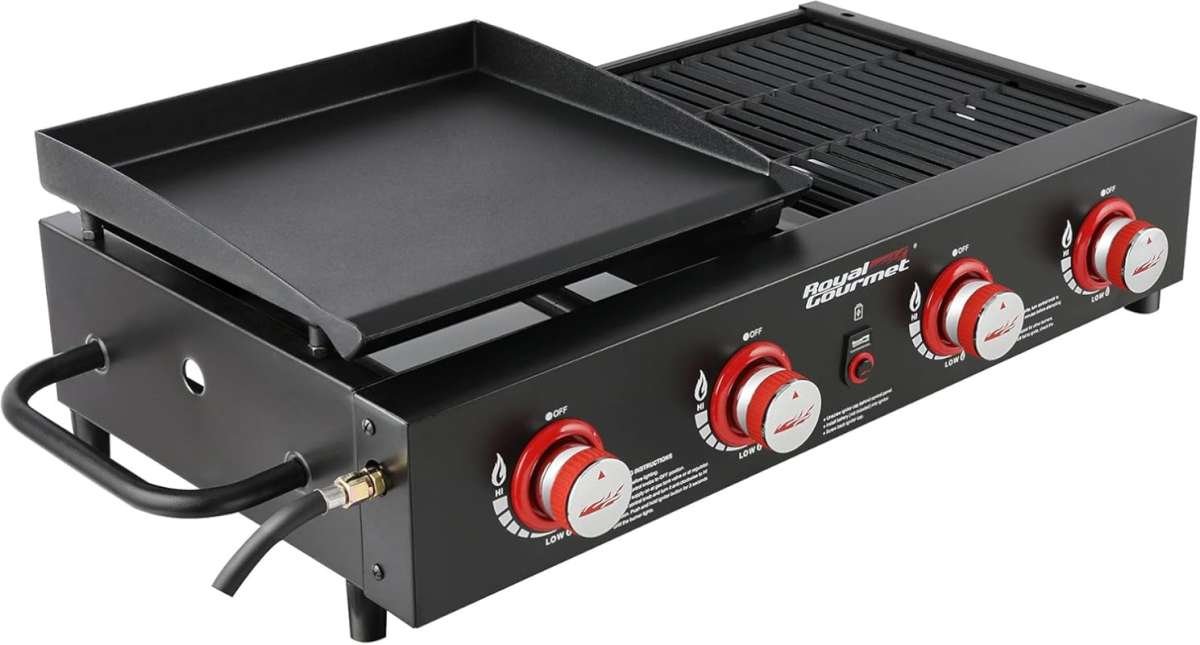 Royal Gourmet GD4002T 4-Burner Portable Propane Grill & Griddle Combo 