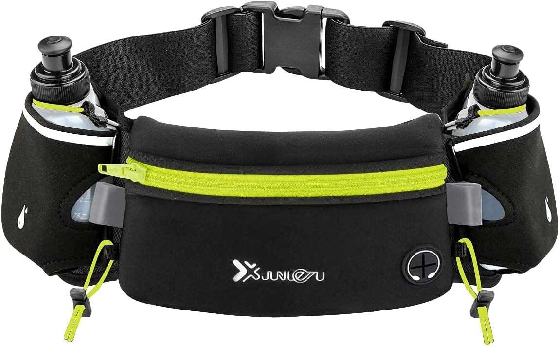 Running Belt with 2x 175ML Water Bottles, Waterproof Waist Pack for iP