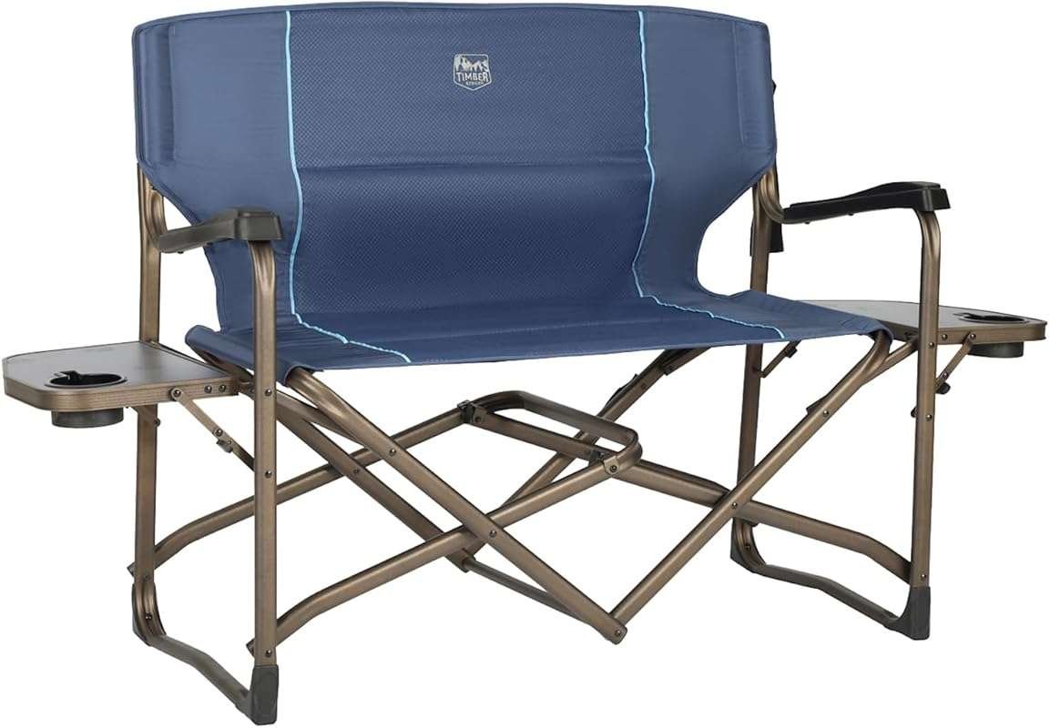 Timber Ridge Oversized Double Camping Chair with 2 Side Tables, 600 LB