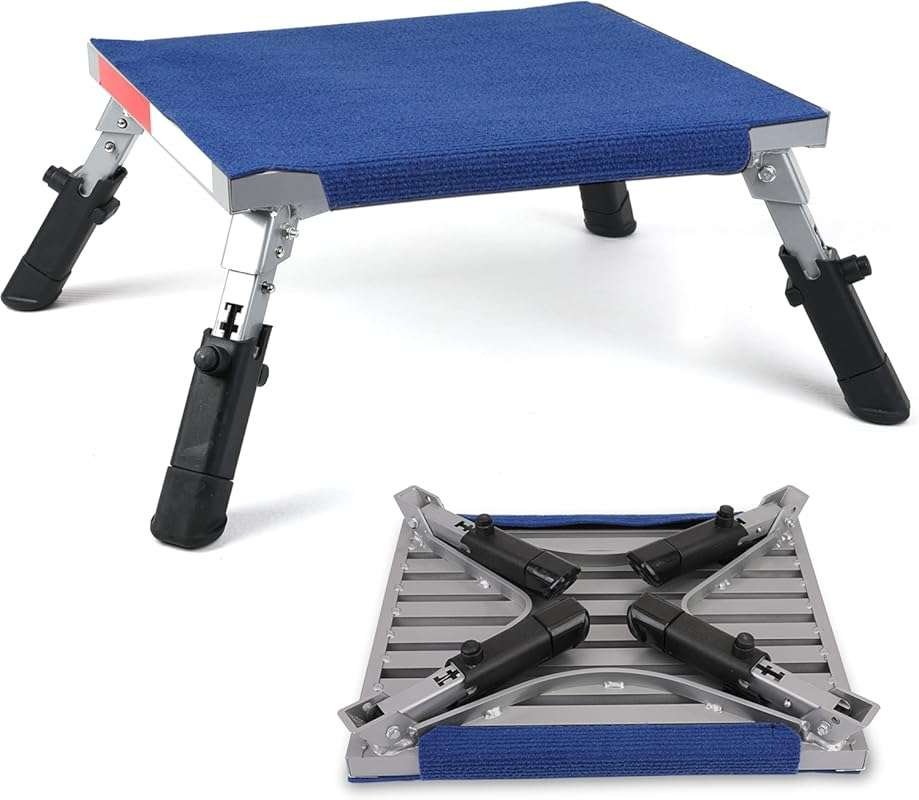 PR1ME Extra Large RV Step Stool with Glow: Non-Slip Folding Step & Rug