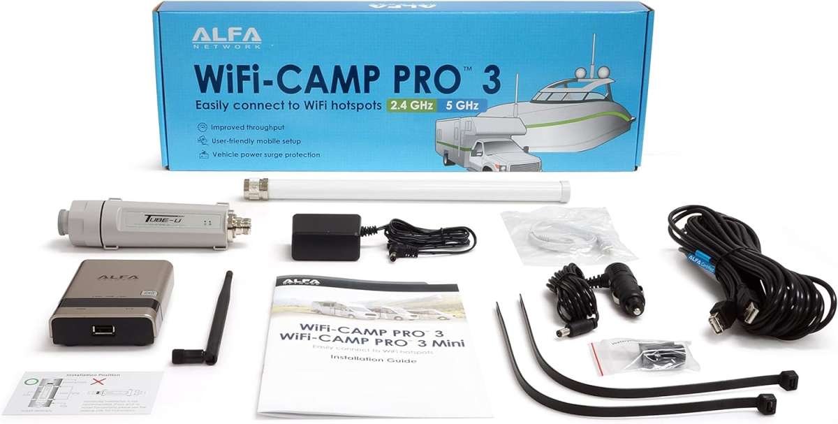 ALFA Network WiFi CampPro 3 Dual-Band WiFi Extender Kit for RVs, Boats